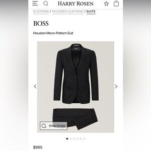 Men’s 36R Hugo BOSS suit. NEW BLACK/Charcoal
